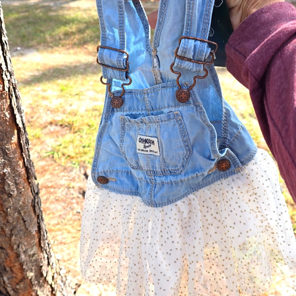 Denim overall dress , 9 month